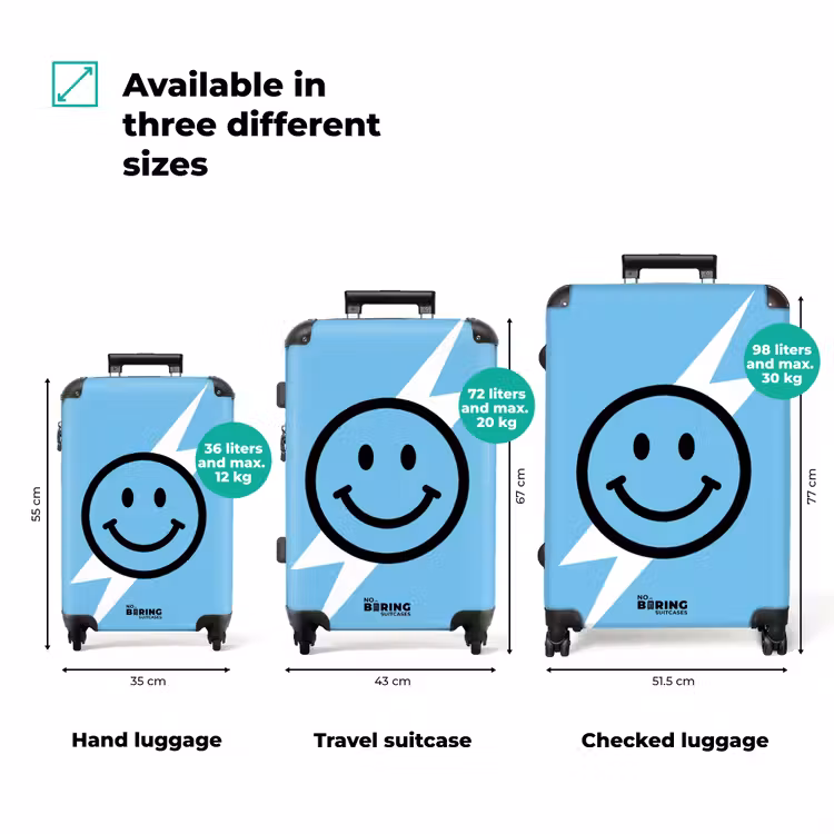 Suitcase - Smiley - Blue - Lightning — 3