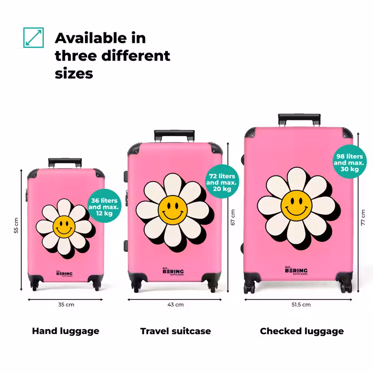 Suitcase - Smiley - Flower - Pink — 3