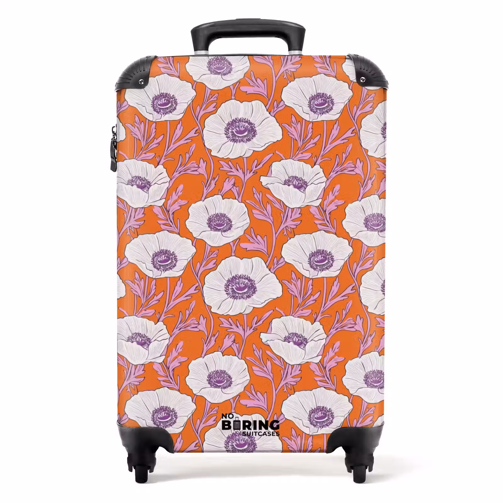 Suitcase with name - Flowers - Graphic - Orange — 1