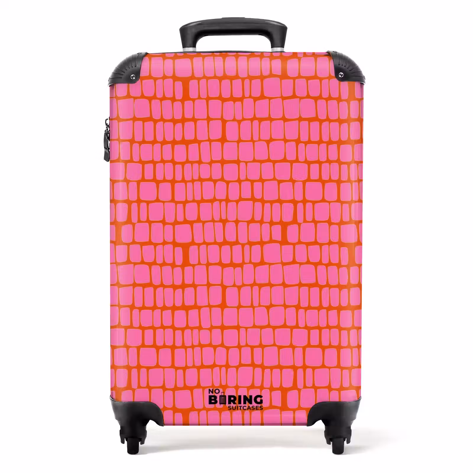 Suitcase with name - Organic - Grid - Pink — 1