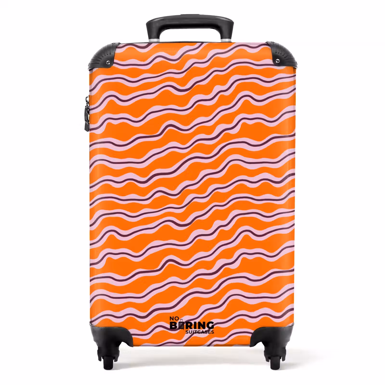 Suitcase with name - Retro - Wavy - Orange — 1