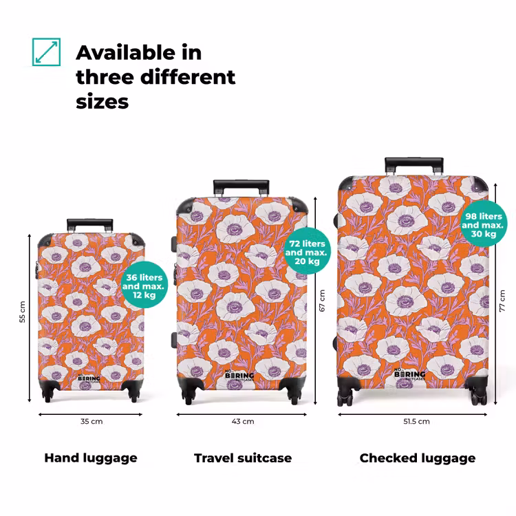 Suitcase with name - Flowers - Graphic - Orange — 3