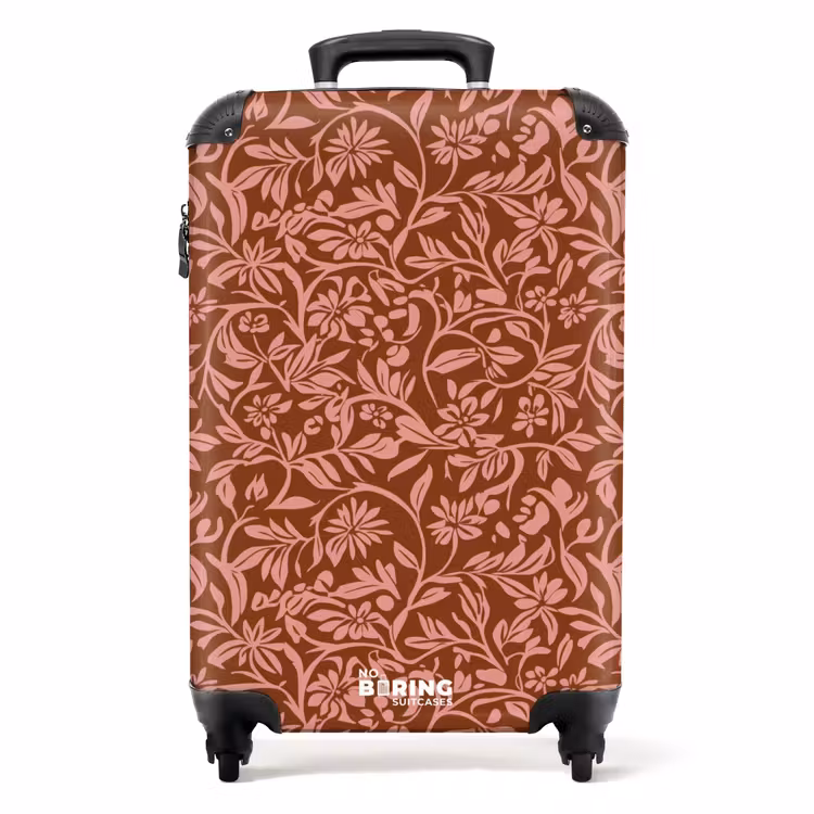 Suitcase with name - Flowers - Print - Pink — 1