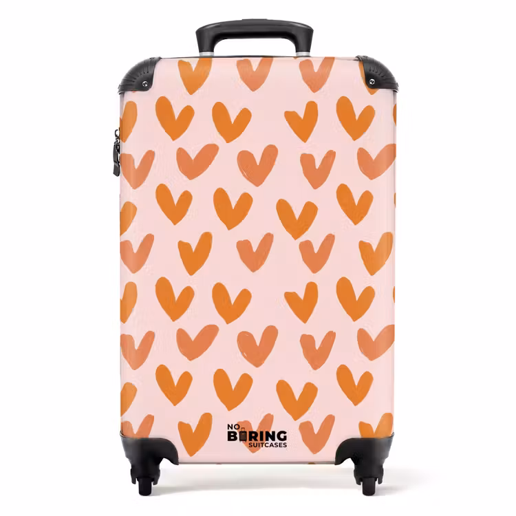 Suitcase with name - Hearts - Signed - Orange — 1