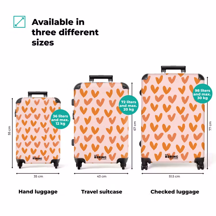 Suitcase with name - Hearts - Signed - Orange — 3