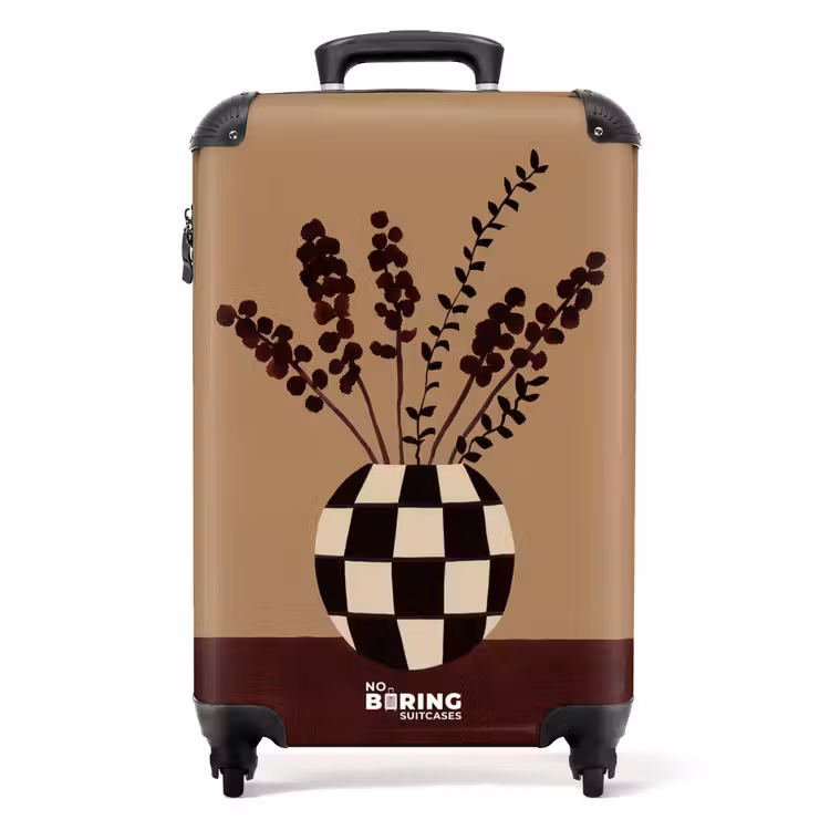 Suitcase - Minimalist - Vase - Flowers - Brown — 1