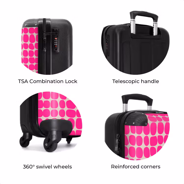 Suitcase with name - Polka dots - Pattern - Pink — 8