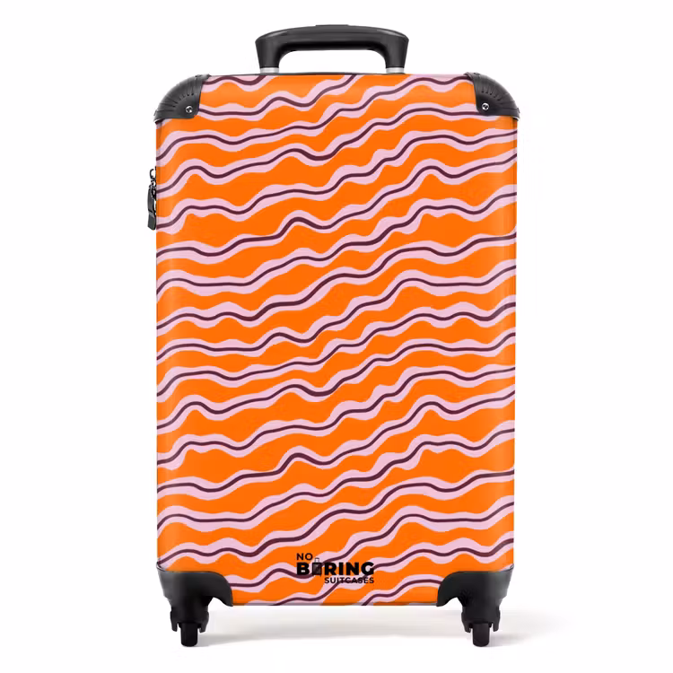 Suitcase with name - Retro - Wavy - Orange — 1