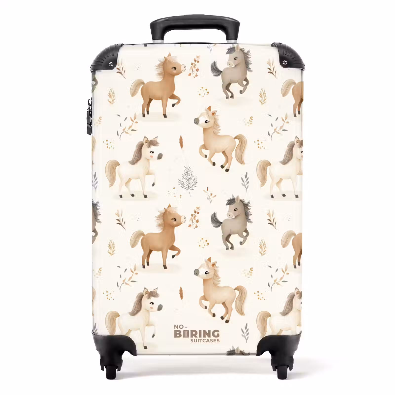 Suitcase - Pattern of foals in beige and brown colors — 1
