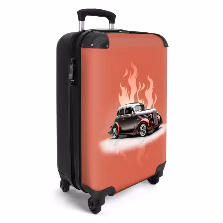 Suitcase - Gray car with pink flames — 2