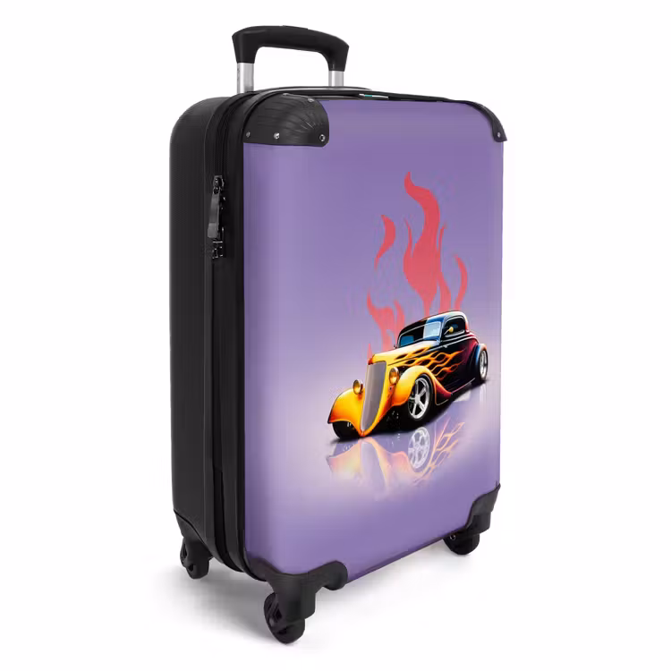 Suitcase - Yellow car with pink flames — 2