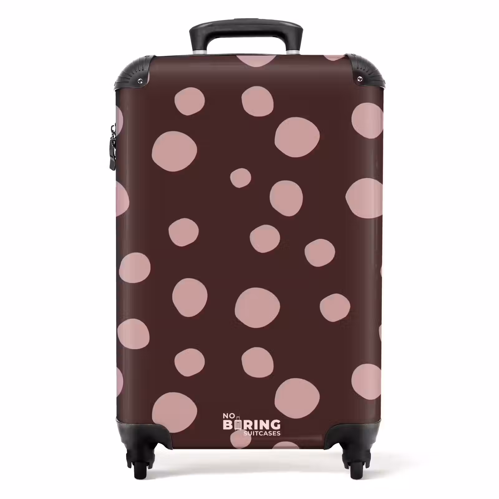 Suitcase - Deep brown background with pink dots — 1