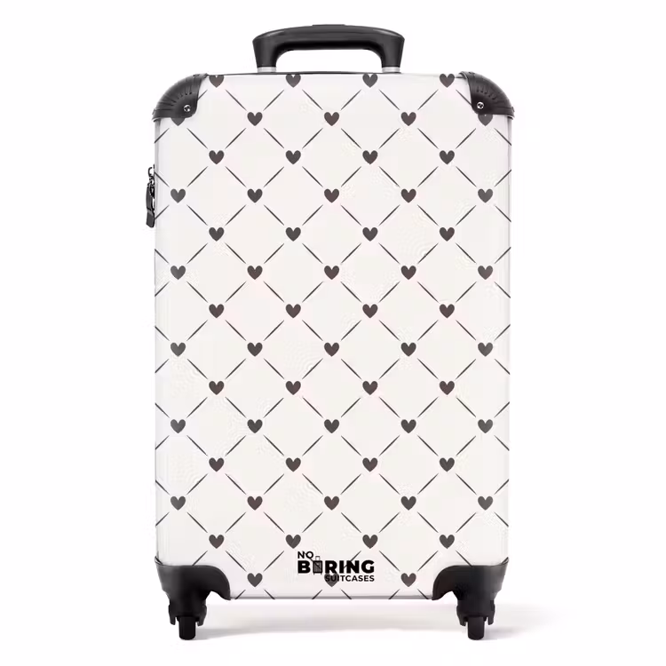 Suitcase - Cream background with brown hearts — 1