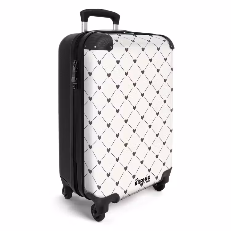 Suitcase - Cream background with brown hearts — 2