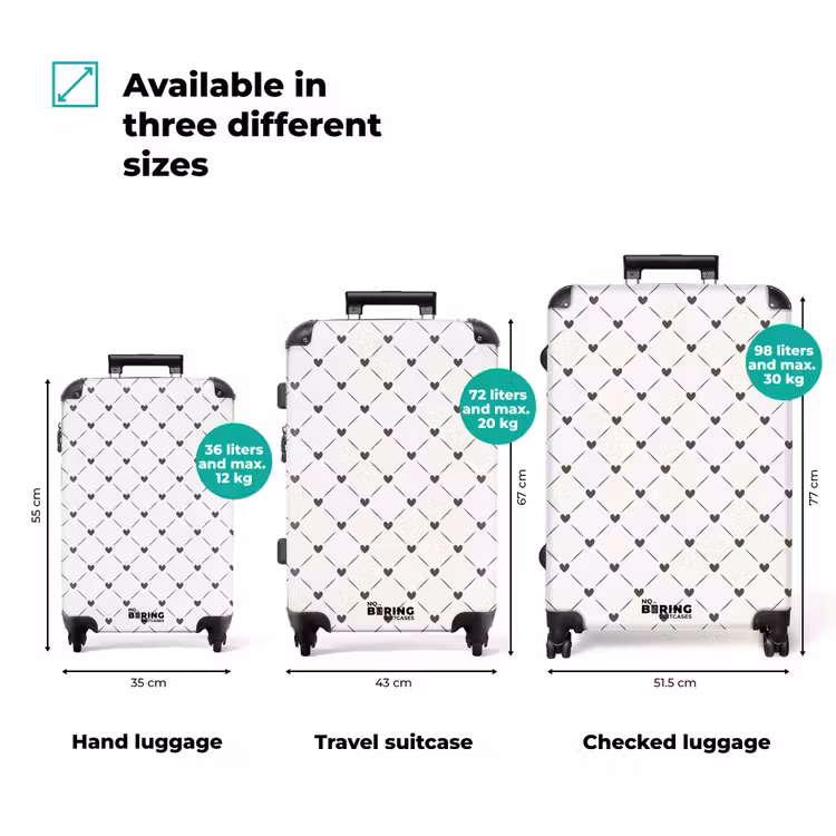 Suitcase - Cream background with brown hearts — 3