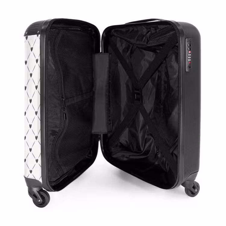 Suitcase - Cream background with brown hearts — 5
