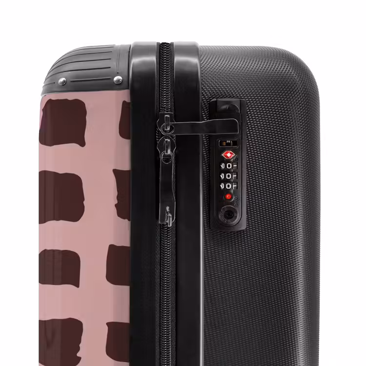 Suitcase - Dark brown block shapes on old pink background — 6