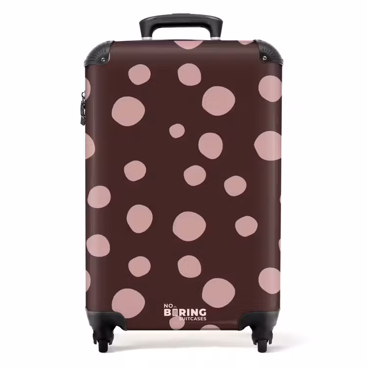 Suitcase - Deep brown background with pink dots — 1