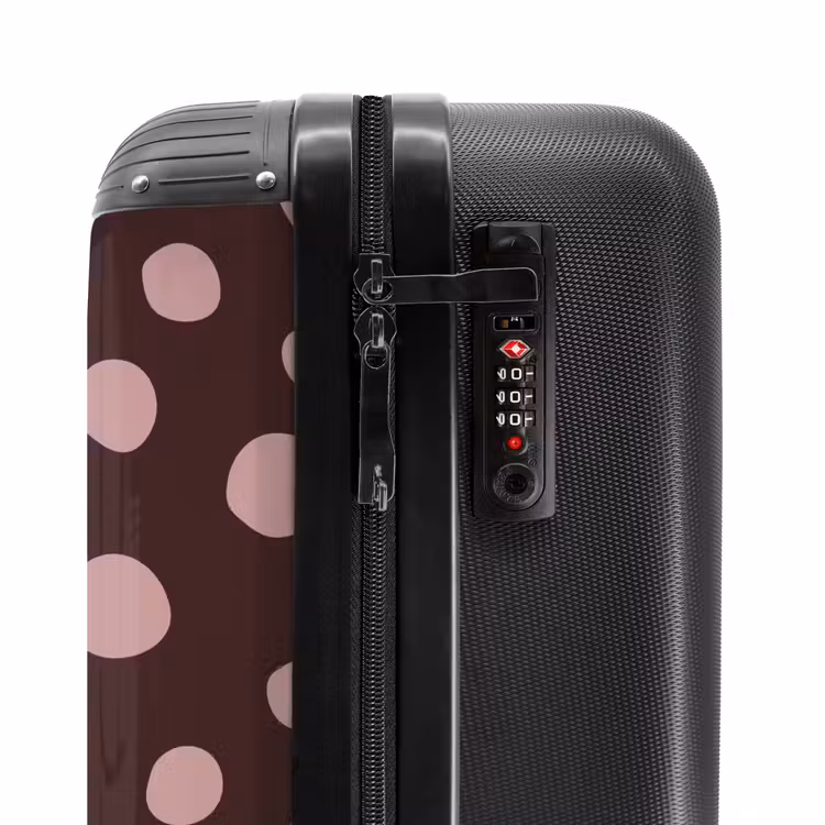 Suitcase - Deep brown background with pink dots — 6