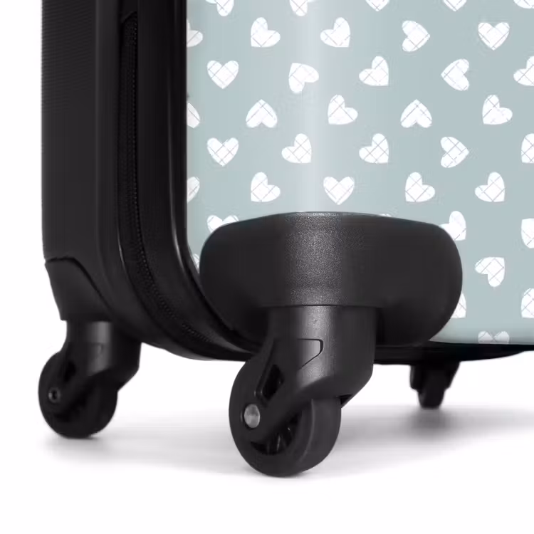 Suitcase - Gray-green background with white hearts — 7