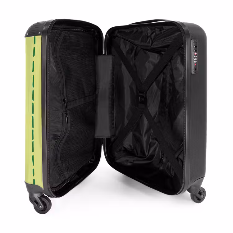 Suitcase - Lime green background with dark green stripes — 5