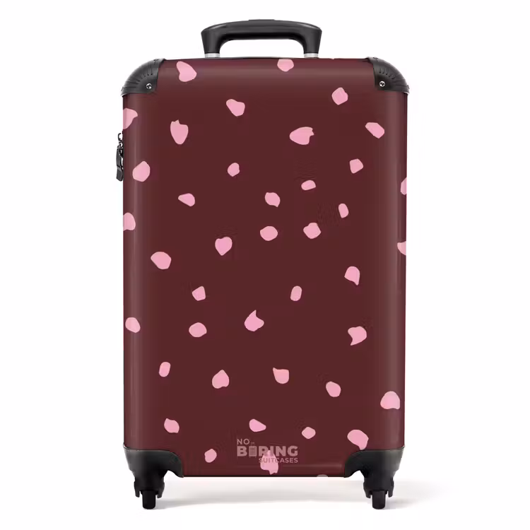 Suitcase - Pink spots on bordeaux colored background — 1