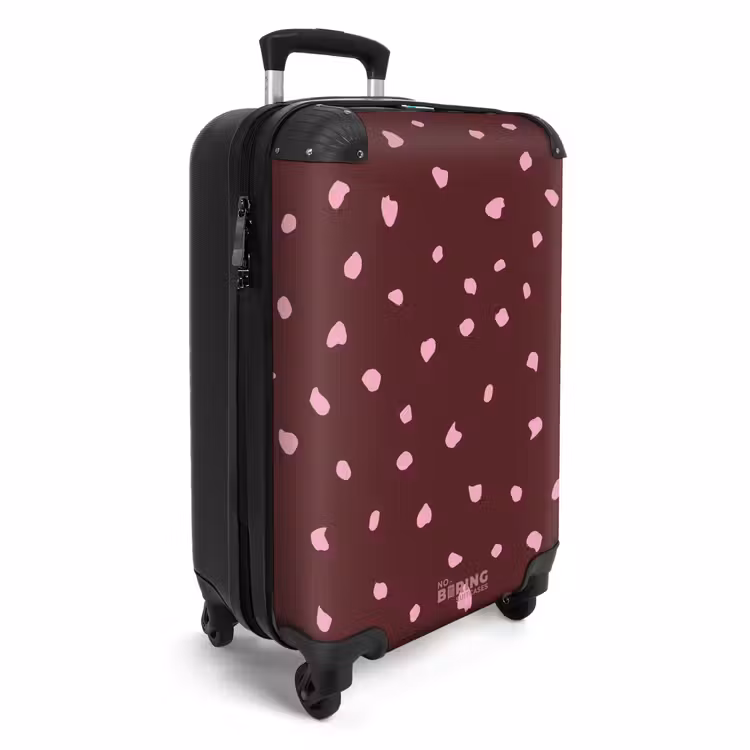 Suitcase - Pink spots on bordeaux colored background — 2
