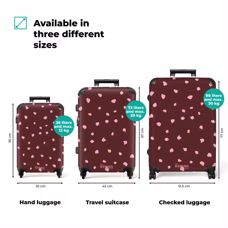 Suitcase - Pink spots on bordeaux colored background — 3