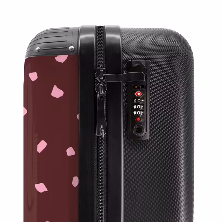 Suitcase - Pink spots on bordeaux colored background — 6