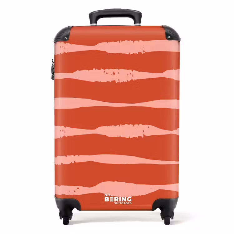 Suitcase - Playful stripes on red background — 1