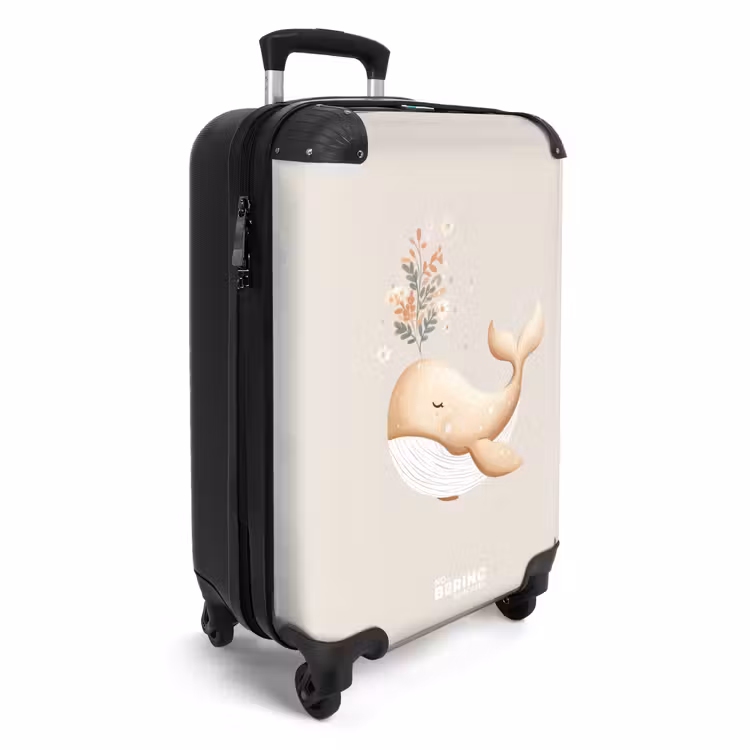 Suitcase - Whale in pastel beige colors — 2