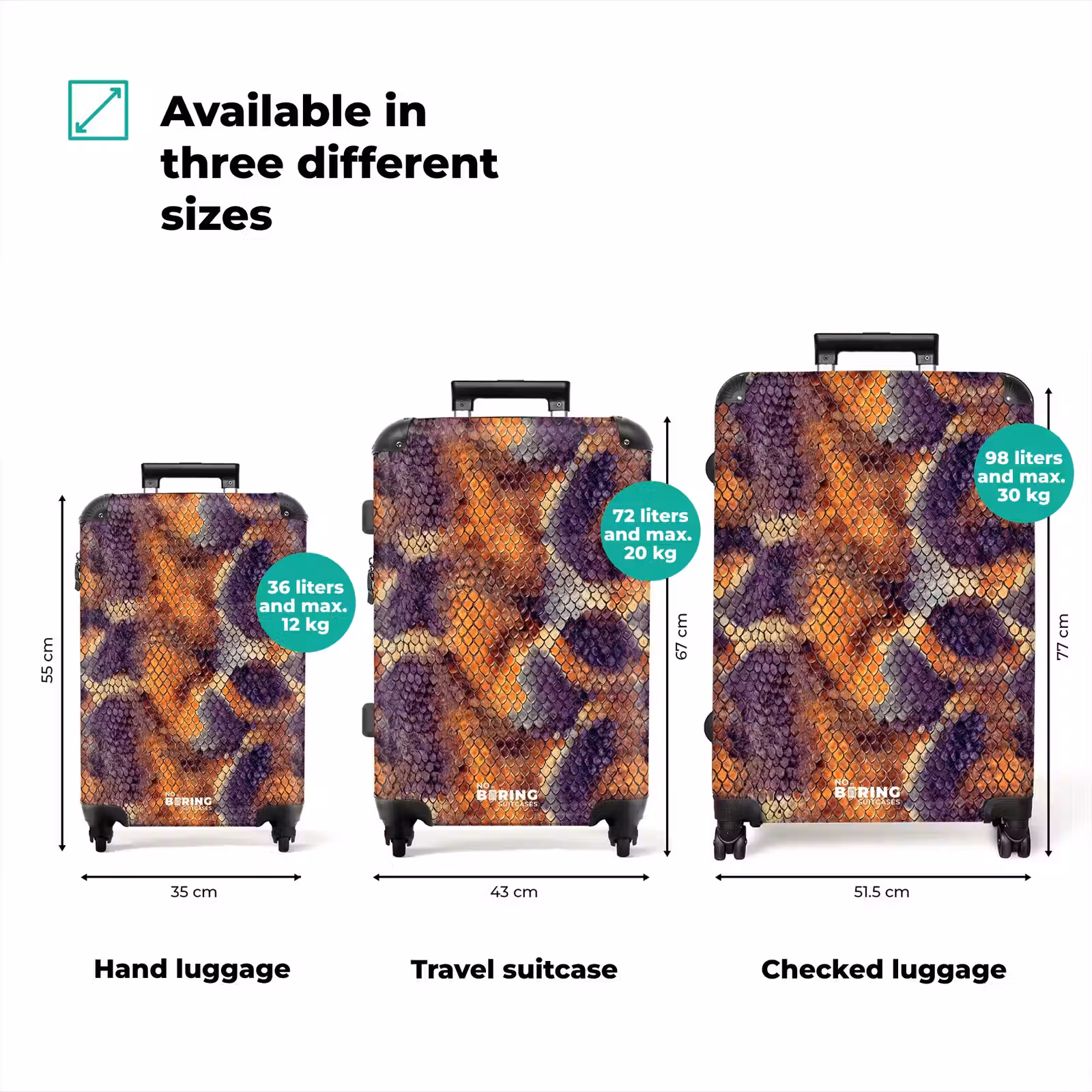 Suitcase - Snake - Scales - Colorful — 1