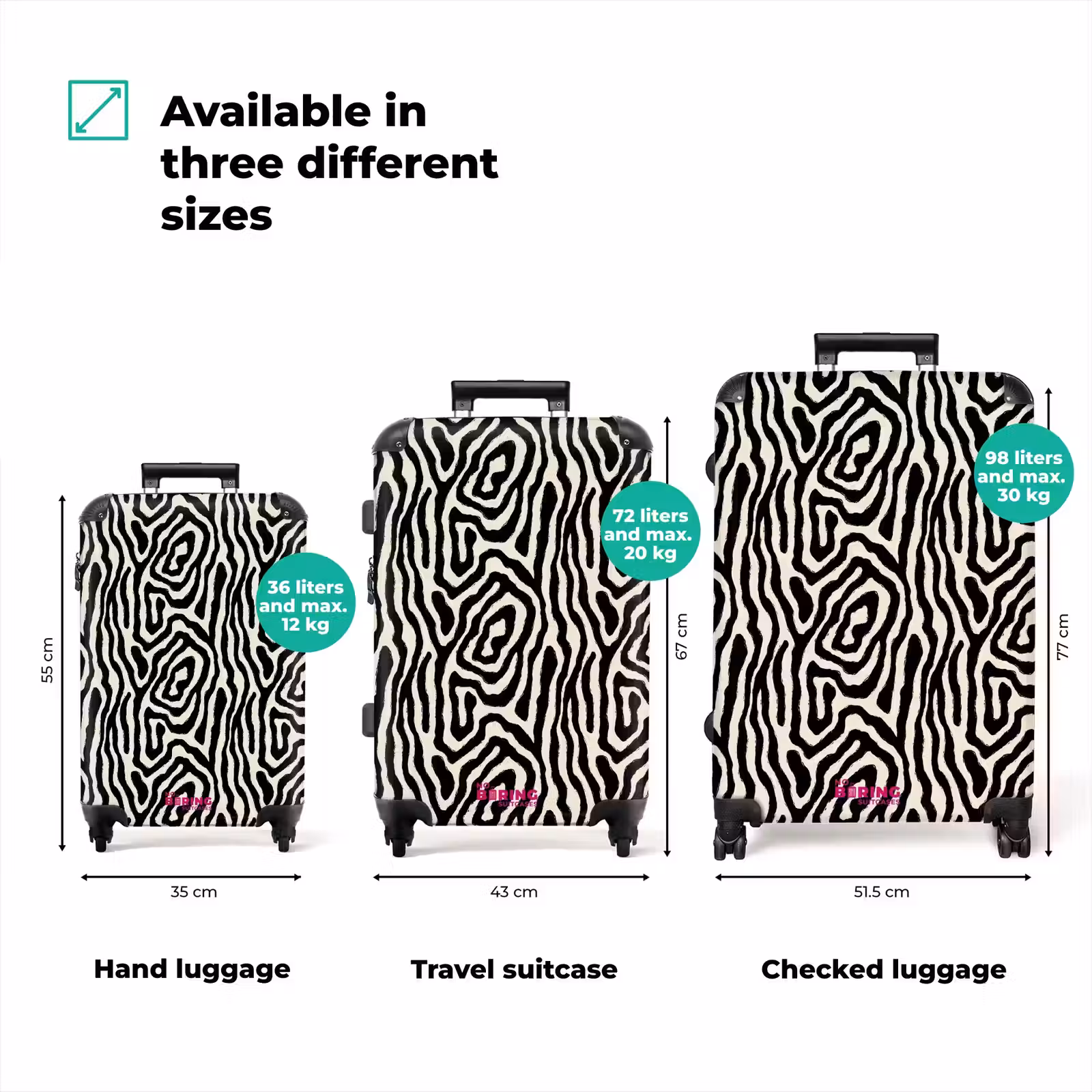 Suitcase - Zebra - Abstract - Black — 1
