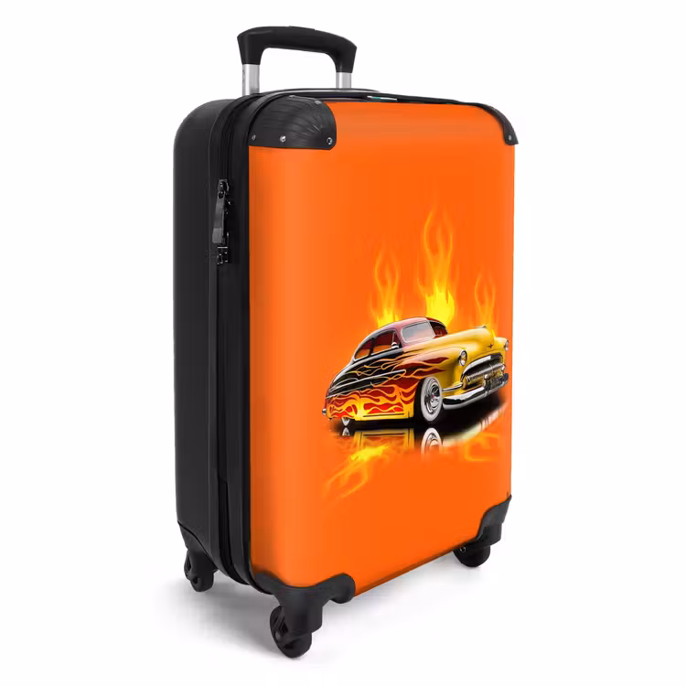 Suitcase - Yellow car with yellow flames — 2