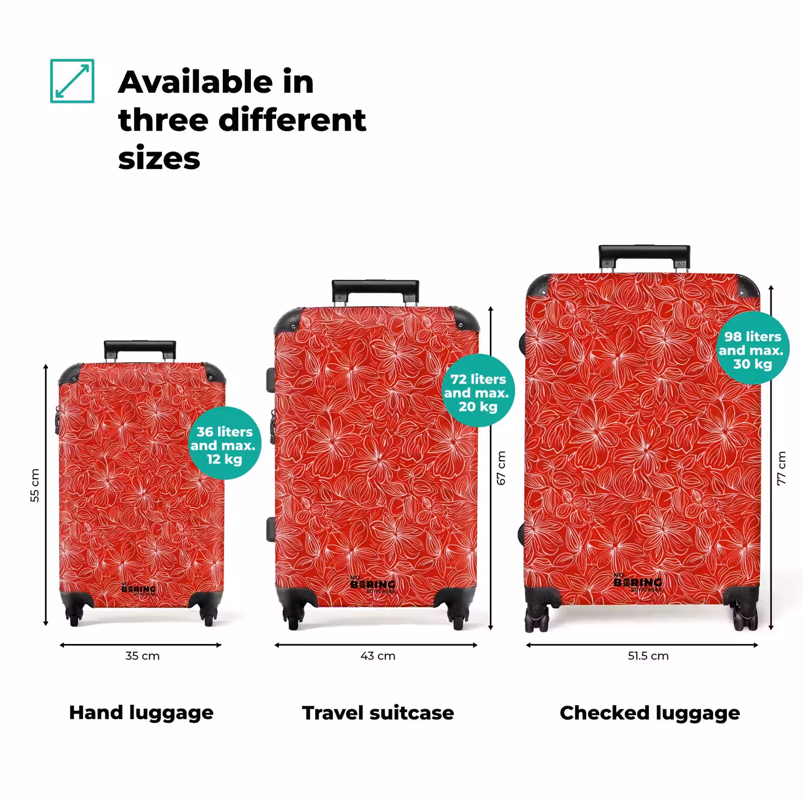 Suitcase - Flowers - Pattern - Red — 1