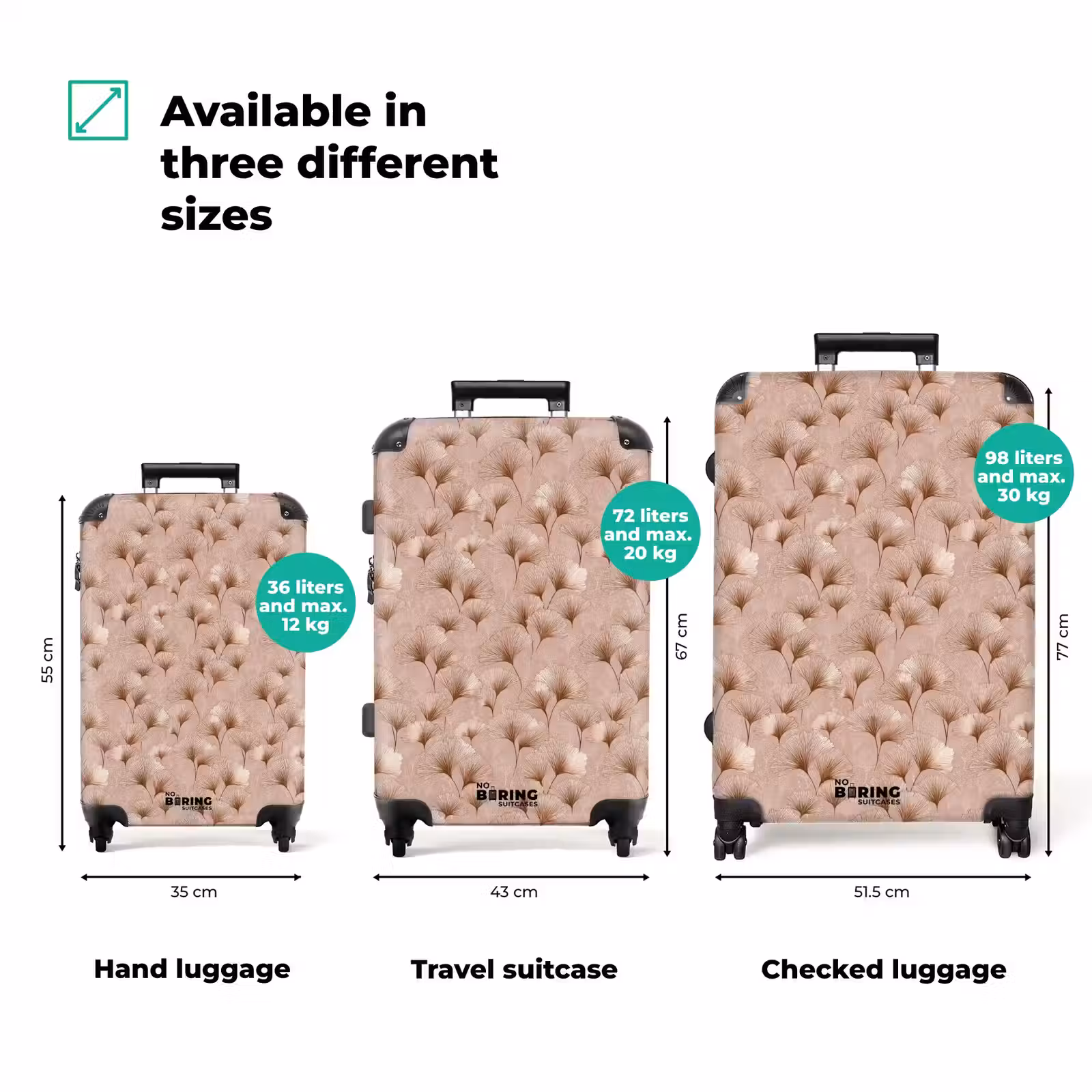 Suitcase - Ginkgo - Pattern - Pink — 1
