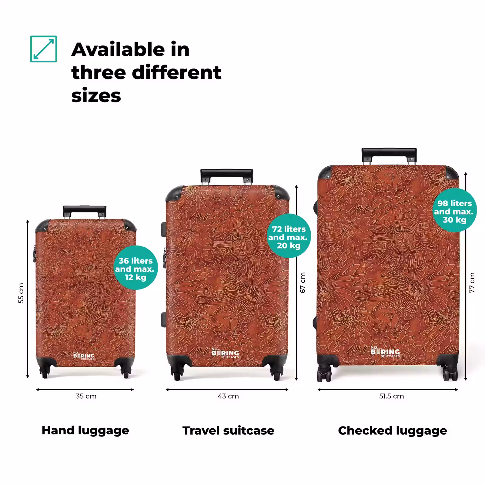 Suitcase - Oriental - Flowers - Terracotta — 1
