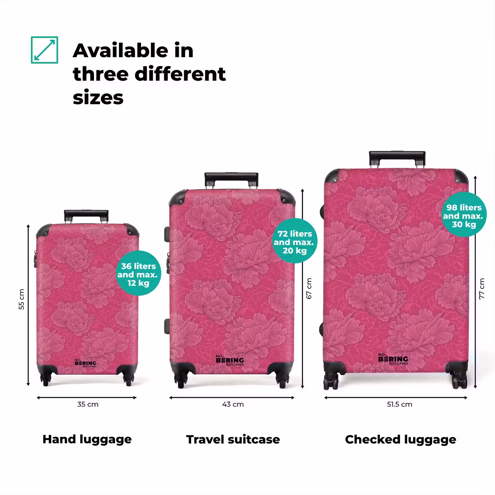 Suitcase - Peonies - Energetic - Pink — 1
