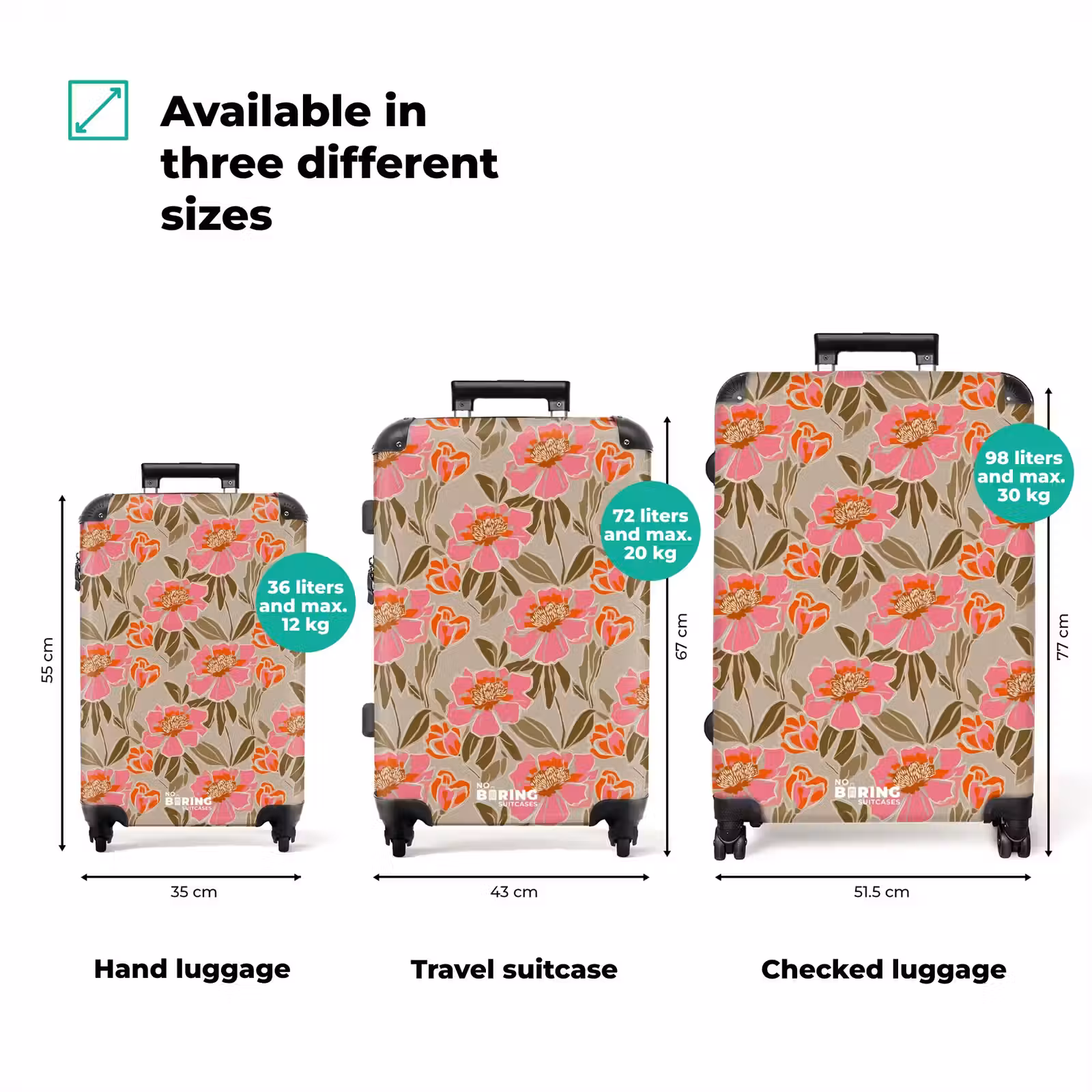 Suitcase - Peonies - Pattern - Pink — 1