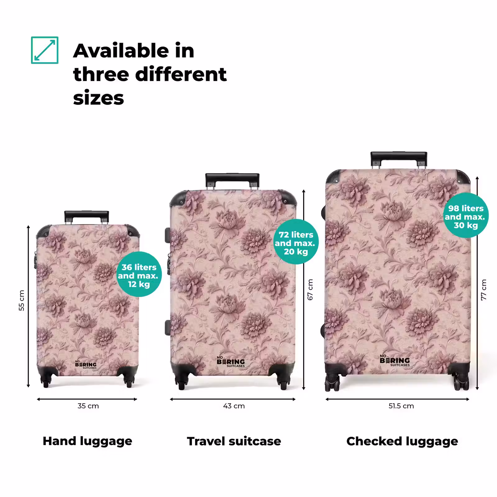 Suitcase - Relief - Peonies - Pink — 1