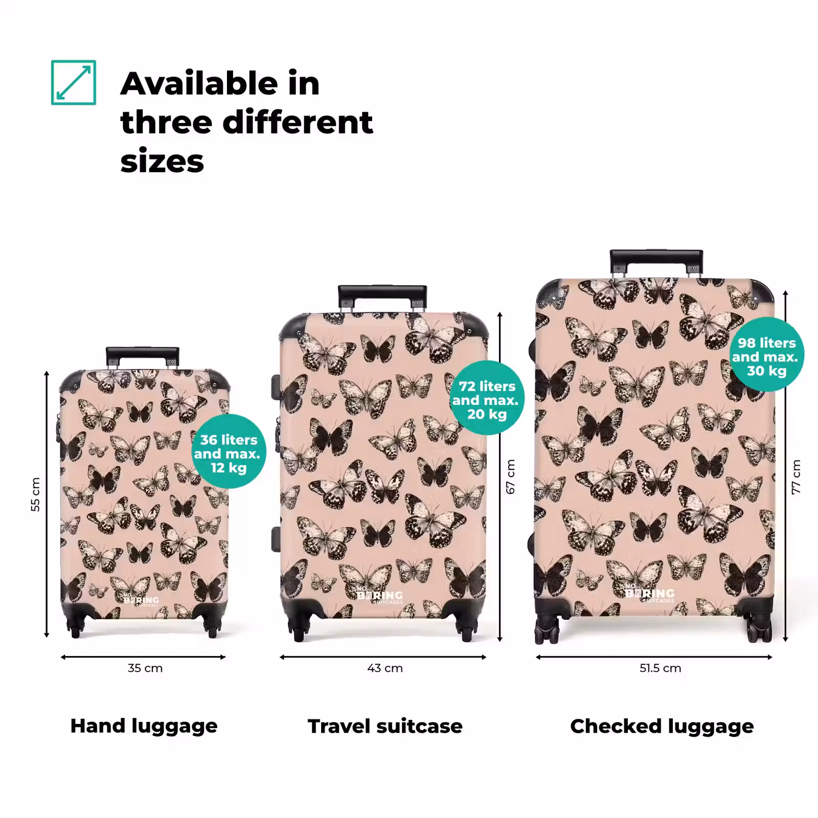 Suitcase - Timeless - Butterflies - Peach — 1