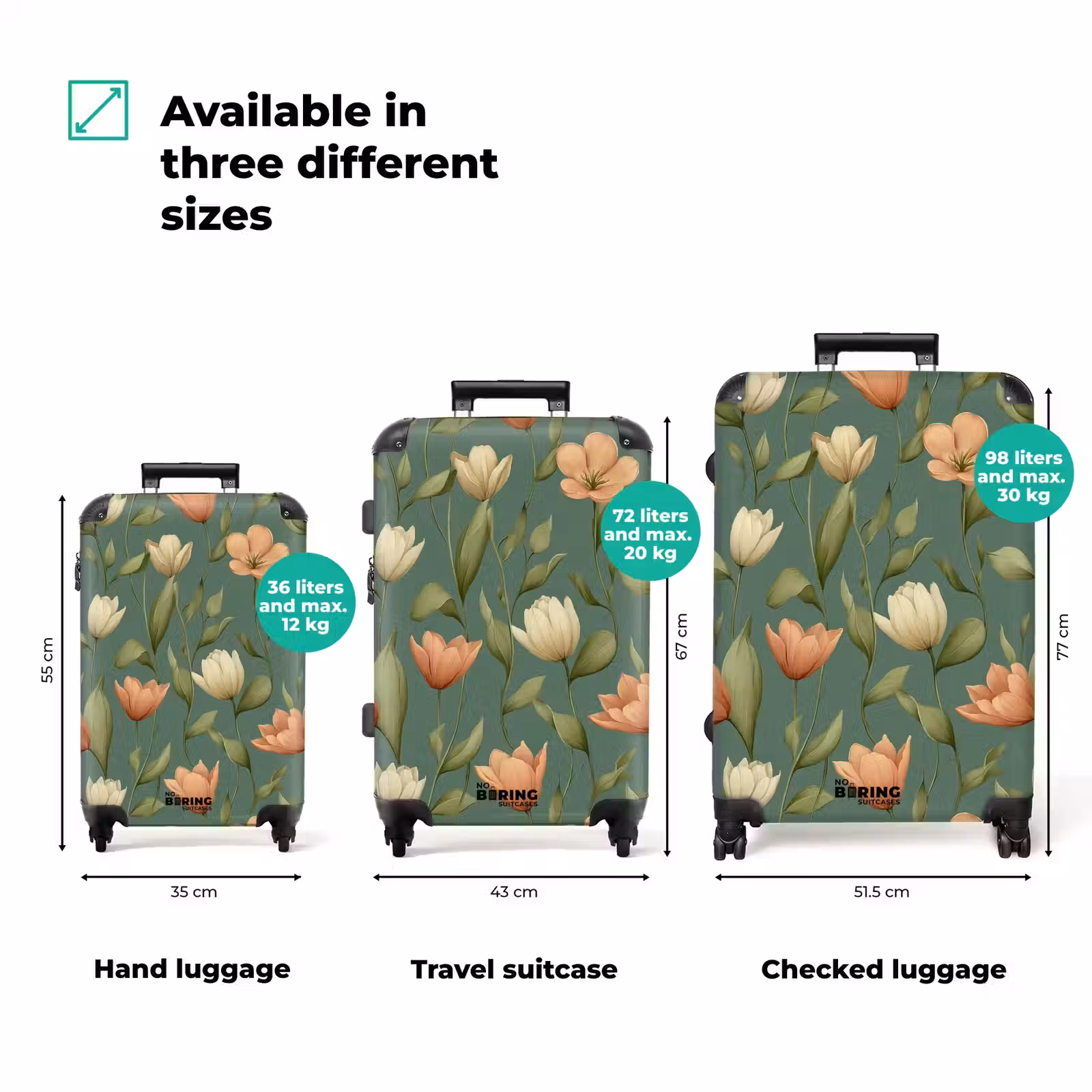 Suitcase - Tulips - Botanical - Green — 1