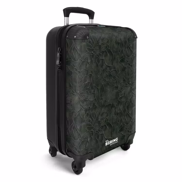 Suitcase - Flowers - Lines - Green — 2