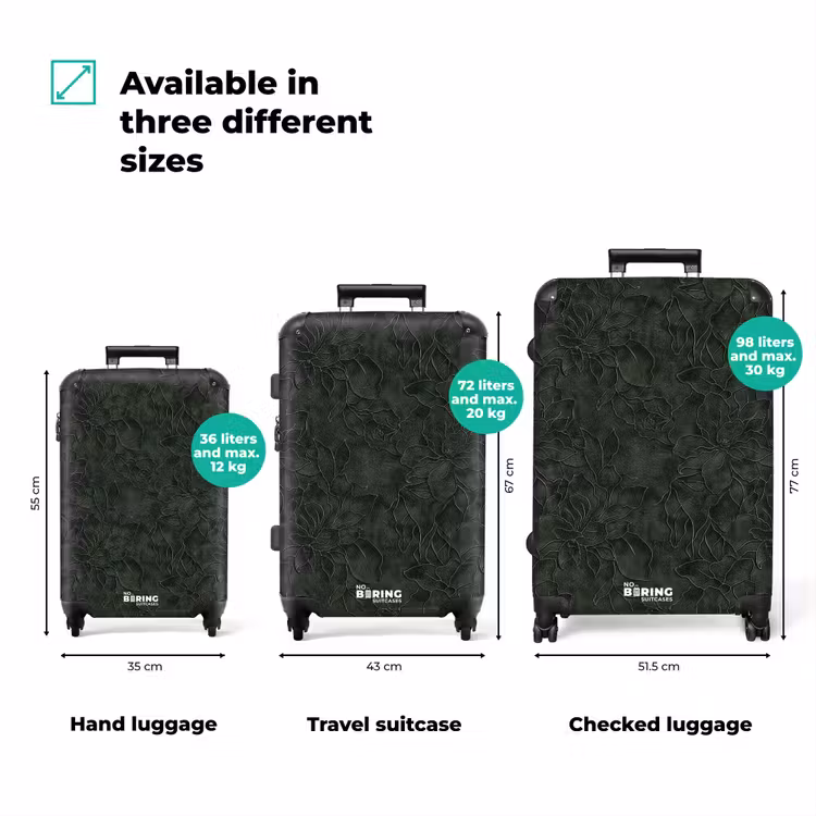 Suitcase - Flowers - Lines - Green — 3