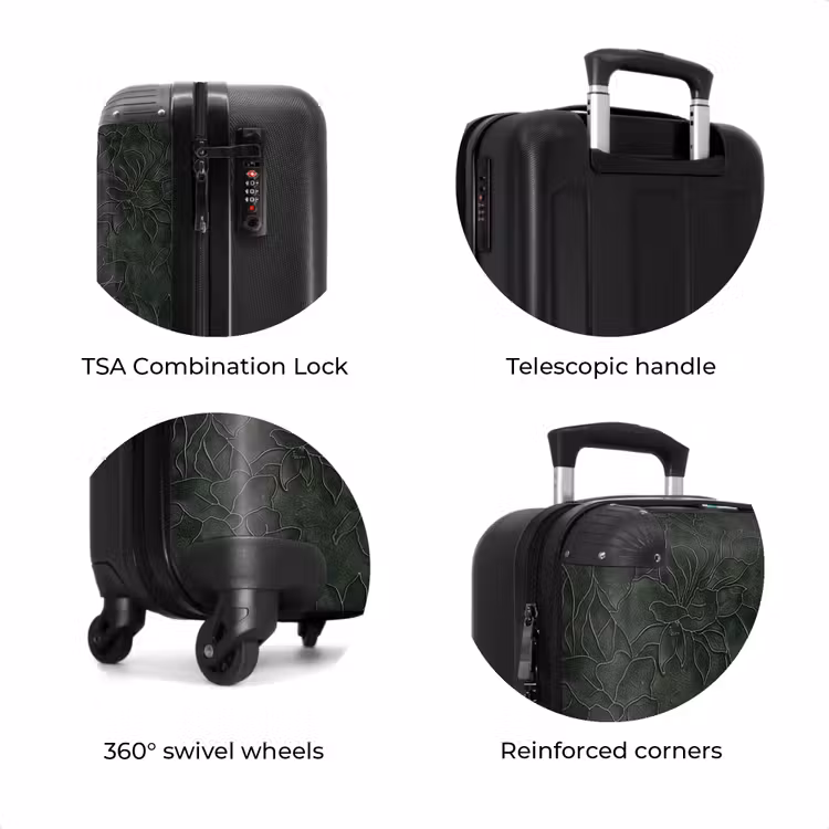 Suitcase - Flowers - Lines - Green — 8
