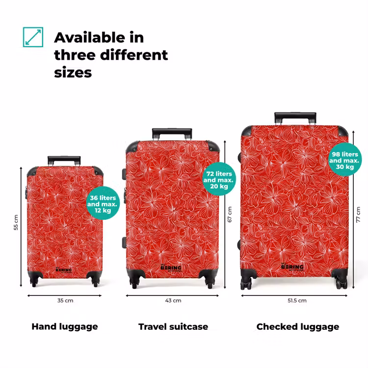 Suitcase - Flowers - Pattern - Red — 1