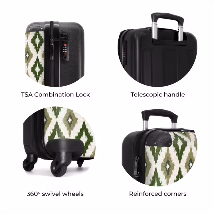 Suitcase - Geographic - Checkered pattern - Green — 8