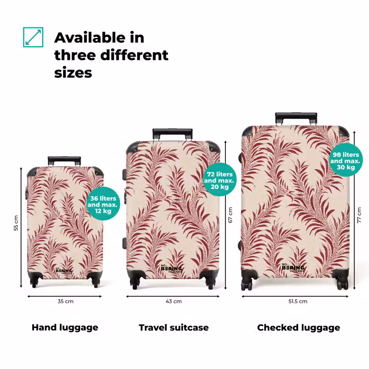 Suitcase - Leaves - Linen - Red — 1