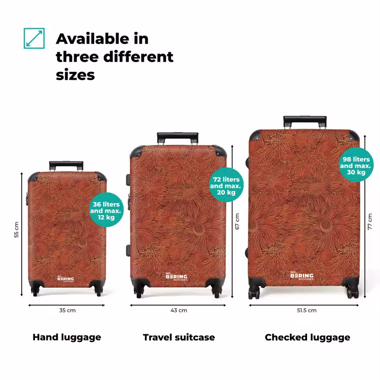 Suitcase - Oriental - Flowers - Terracotta — 1