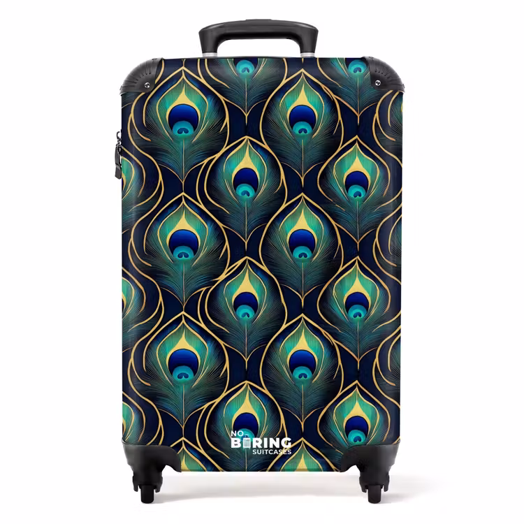 Suitcase - Peacock - Feathers - Green — 1